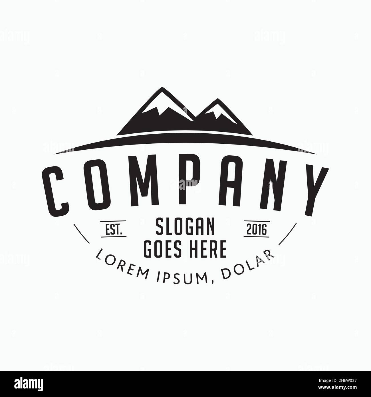 Logo von Mountain Company. Vektor und Illustrationen. Stock Vektor