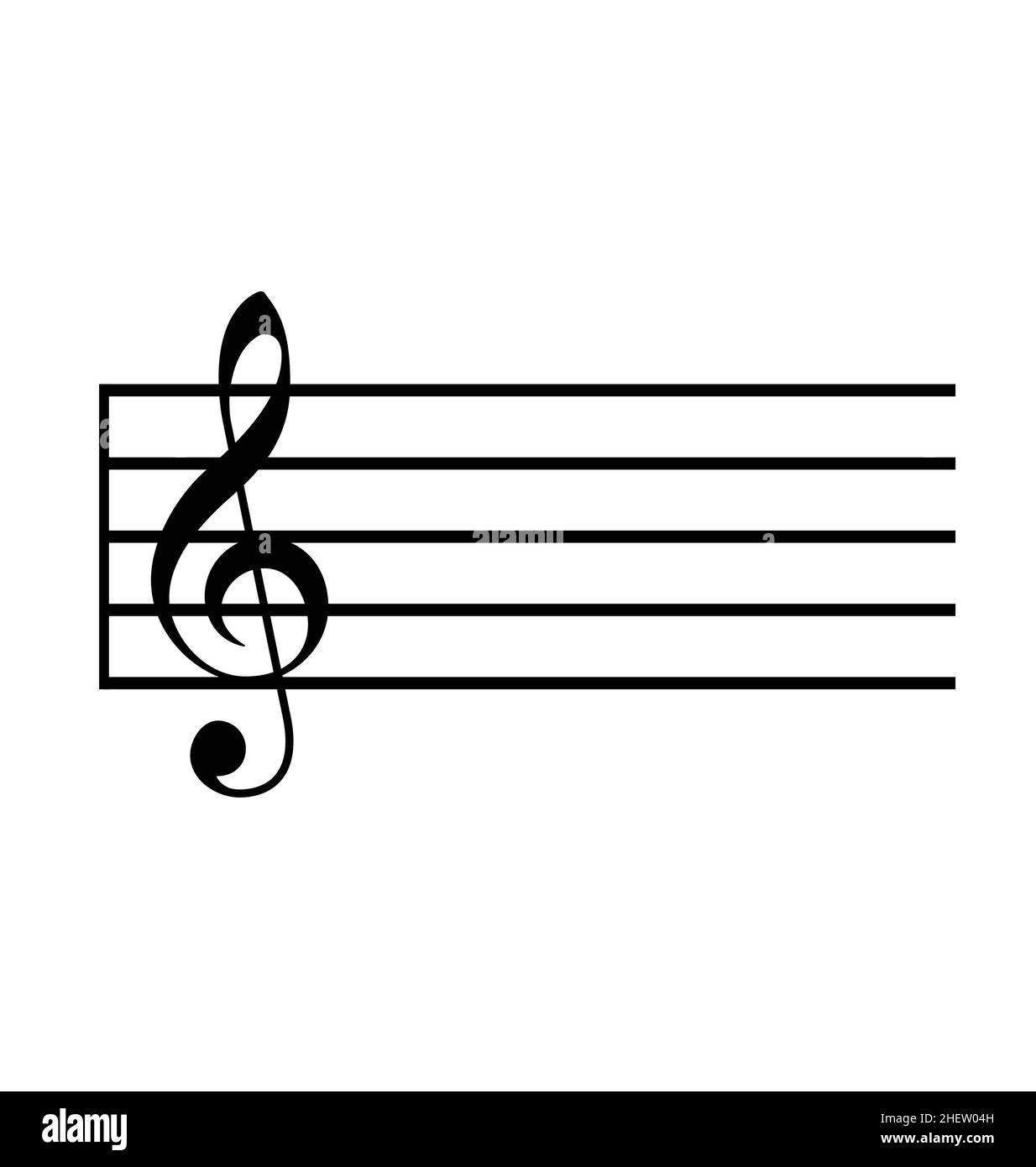 Classic G Treble Music Stave Notation Notation leeres Symbol Vektor auf weißem Hintergrund isoliert Stock Vektor