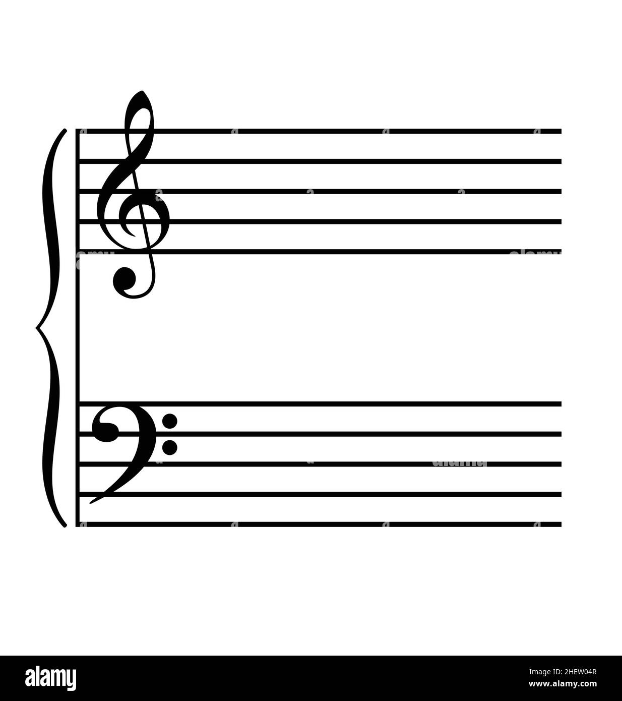 Klassische G Treble und F Bass Musik Notation Symbole Vektor isoliert auf weißem Hintergrund Stock Vektor