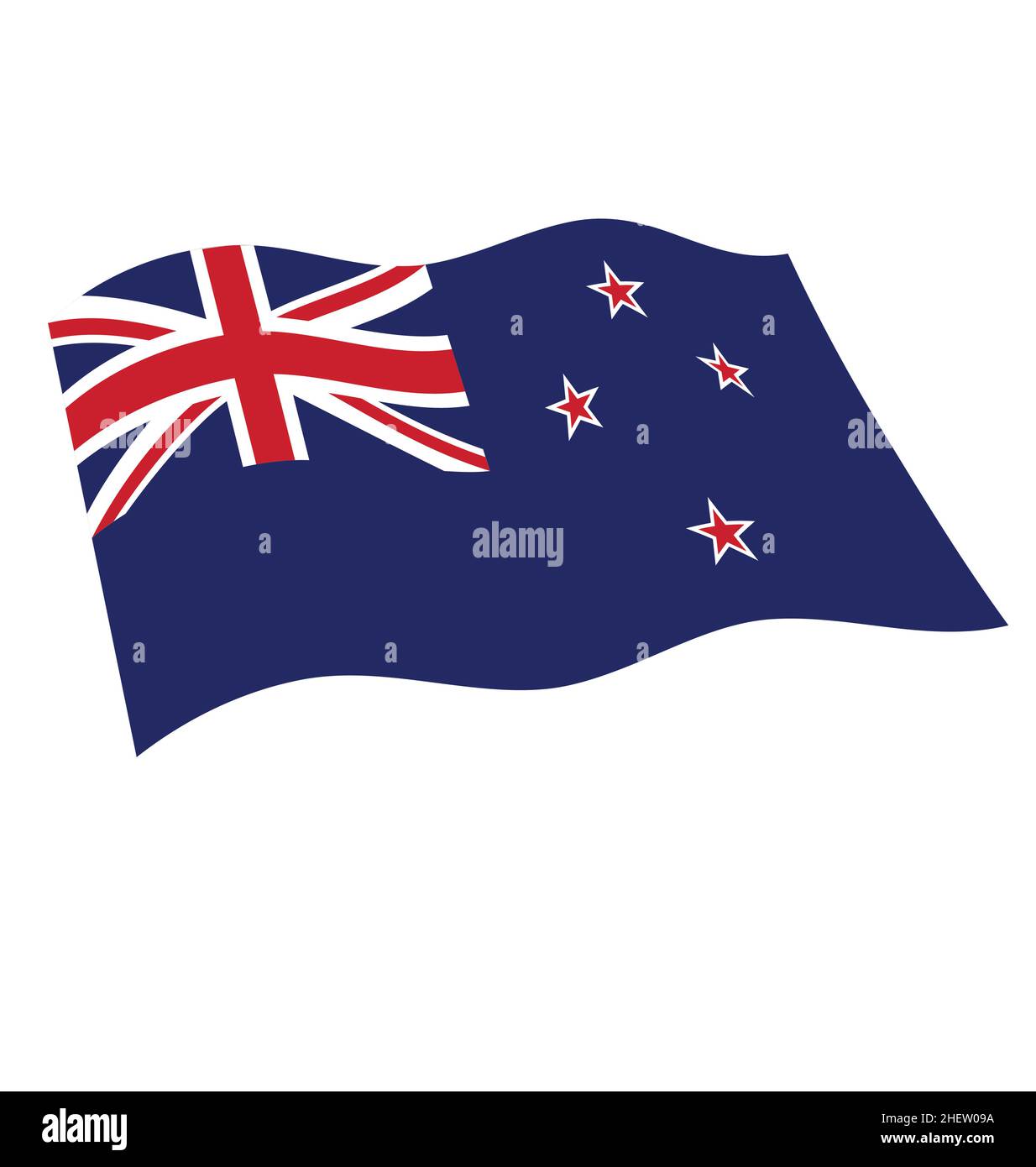 Neuseeland-Flagge fliegend winkend fliessend nz präzise korrekte Vektor isoliert auf weißem Hintergrund Stock Vektor
