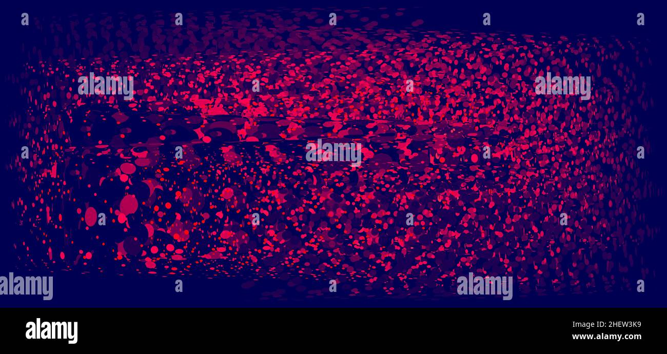 Spritzer. Abstrakte rote Farbtupfer auf dunkelblauem Hintergrund. Vektorgrafikbild Stock Vektor