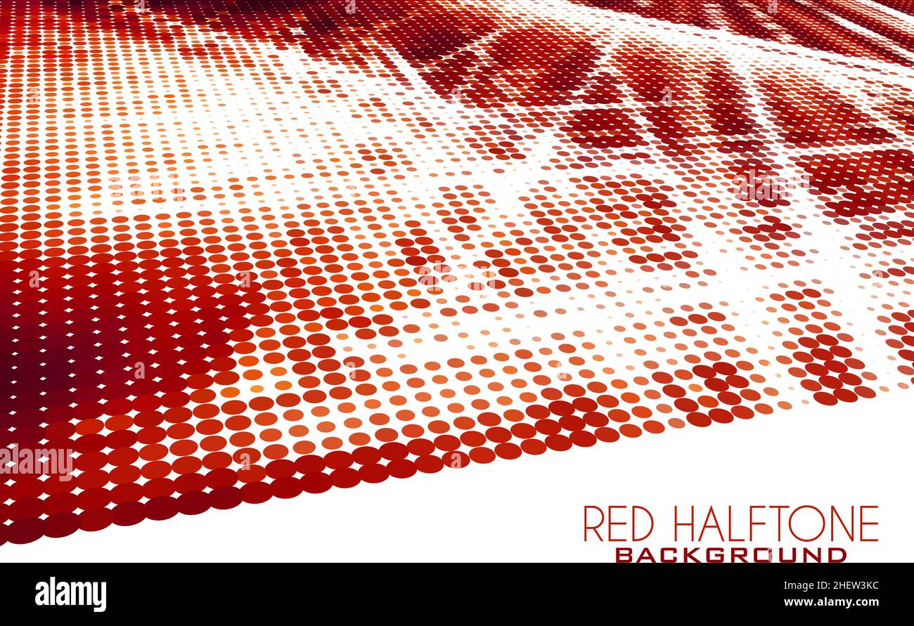 Roter abstrakter gepunkteter Hintergrund mit Halbtoneffekt. Vektorgrafik Muster Stock Vektor