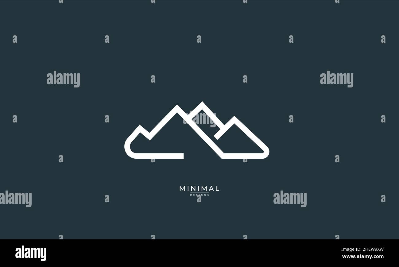 Ein Linienkunst-Ikone Logo eines Berges Stock Vektor