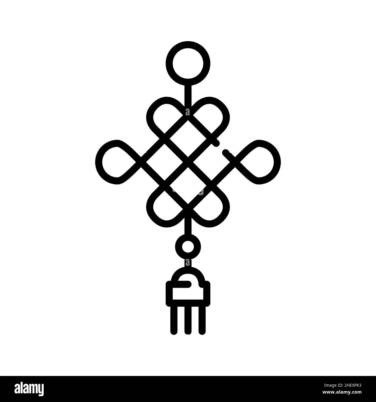 Endloser Knoten. Traditionelles chinesisches Symbol des Kreises des Lebens. Pixel Perfect, bearbeitbares Kontursymbol Stock Vektor