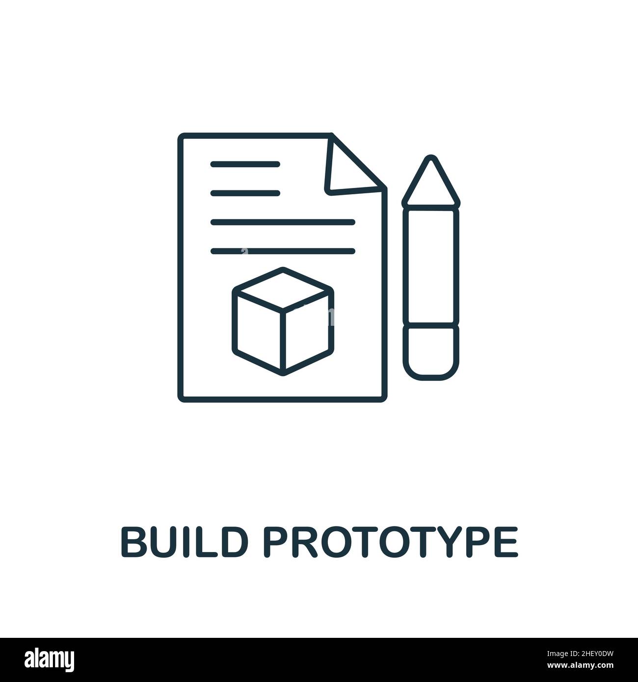 Symbol „Prototyp erstellen“. Linienelement aus der Sammlung digitaler Transformation. Linear Build Prototyp Symbol Zeichen für Web-Design, Infografiken und mehr. Stock Vektor