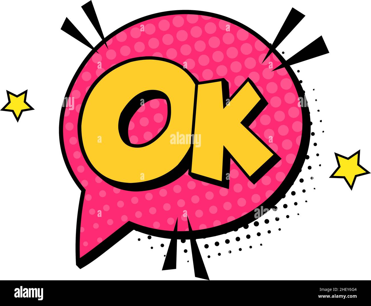 OK Wort Sprechwolke für Seite der Zeitschrift Stock Vektor