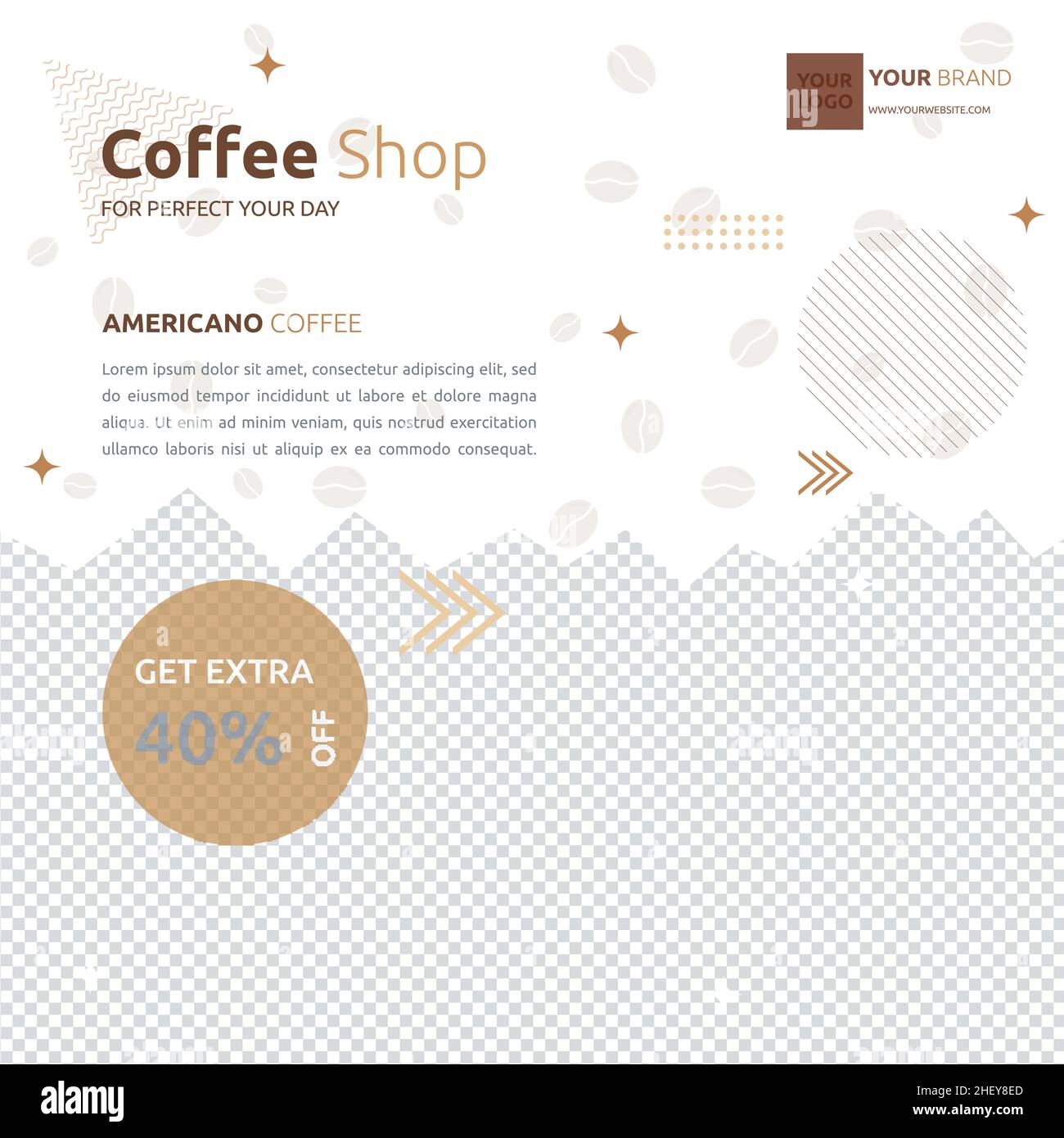 Coffee Shop Cafe Social Media Post Template Promotion Photo Space Stock Vektor