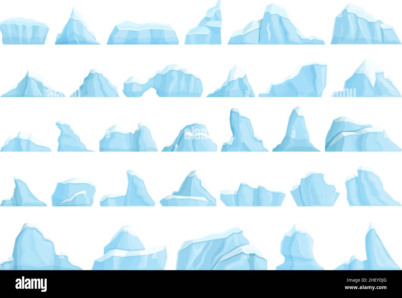 Eisberg-Symbole setzen Cartoon-Vektor. Der Winter schmilzt. Das Klima ist kalt Stock Vektor