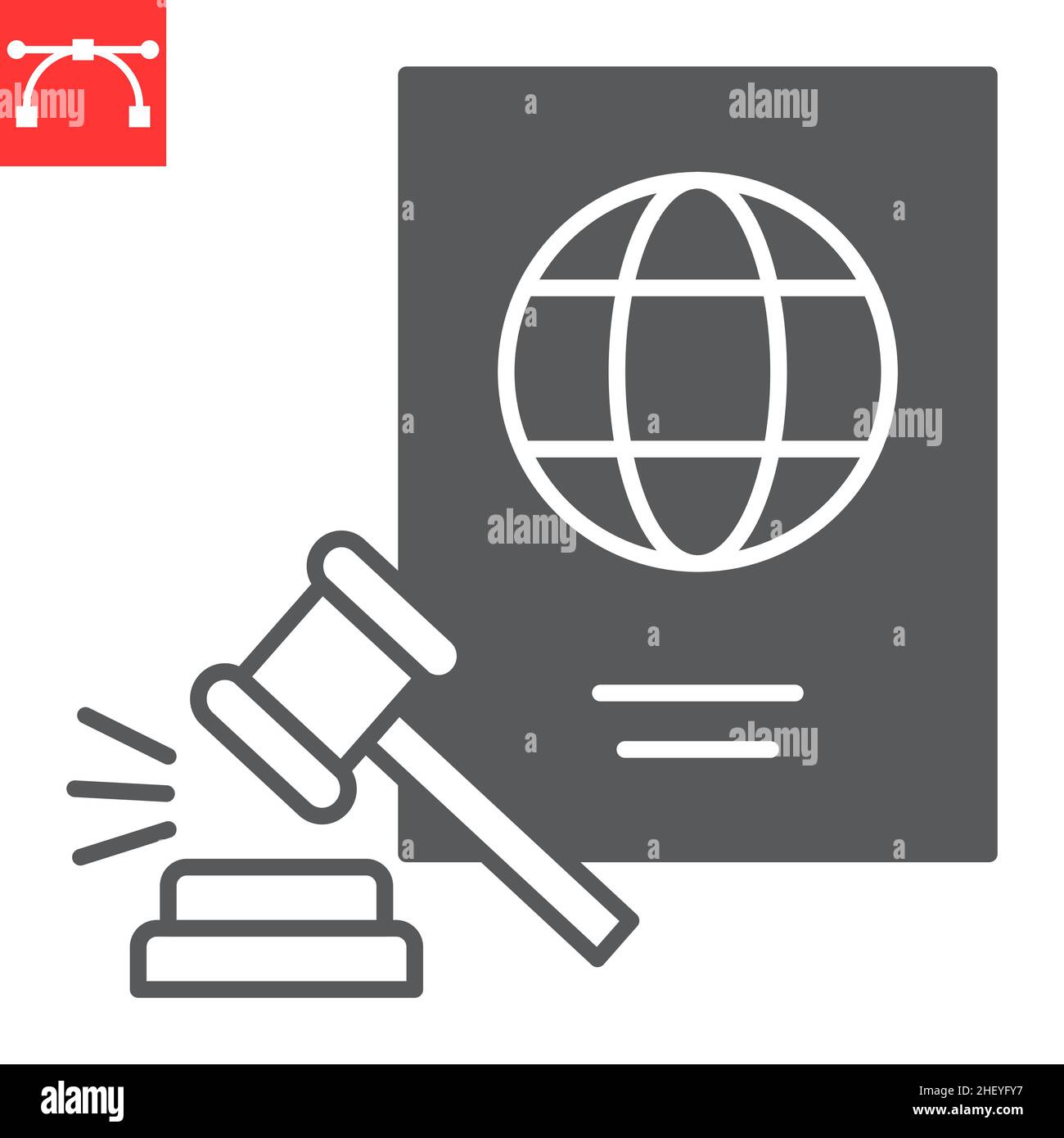 Immigrationsgesetz Glyphe Symbol, Pass und illegal, Immigrantengesetz Vektor-Symbol, Vektorgrafiken, editierbare Strich solide Zeichen, eps 10. Stock Vektor