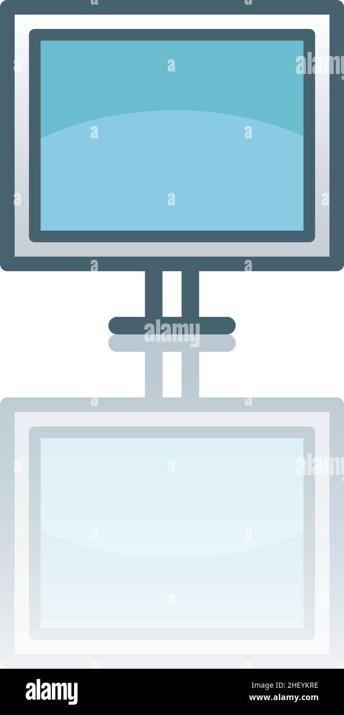 Farbsymbol mit Reflexion auf dem Boden eines Computermonitors. Stock Vektor