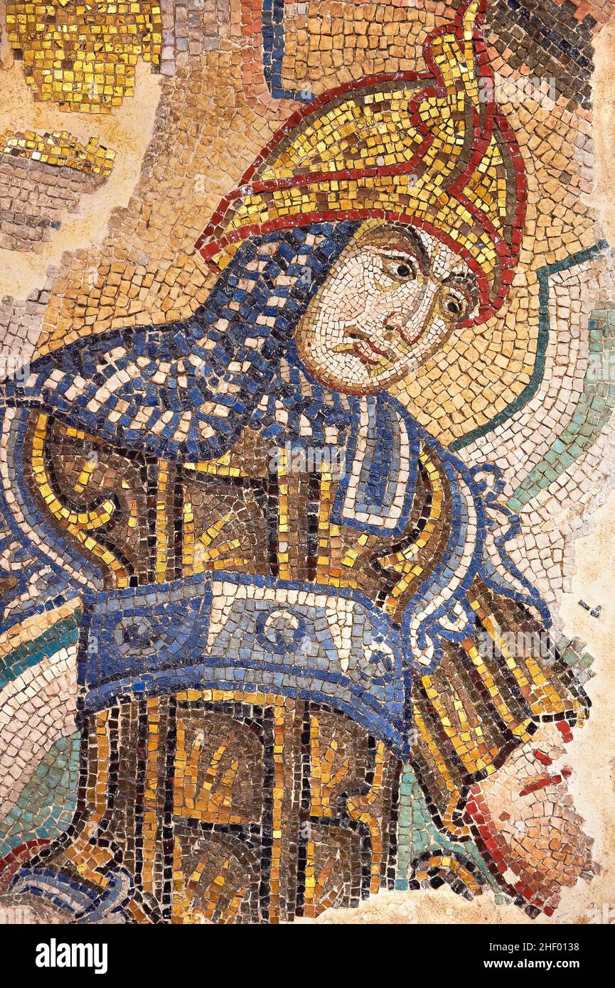 Mosaik von Soldaten töten von Kindern aus dem 14. Jahrhundert "Tötung der unschuldigen Kinder" aus der östlichen Wand des Baptisteriums Ante. Basilika San Marco Stockfoto