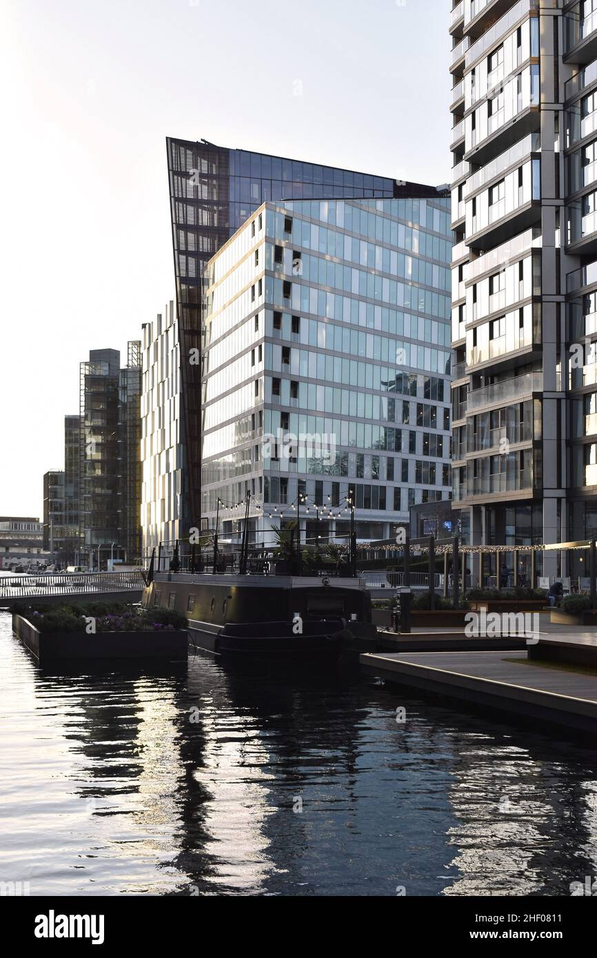 Moderne Glasentwicklungen, Paddington Basin London, Großbritannien. Stockfoto