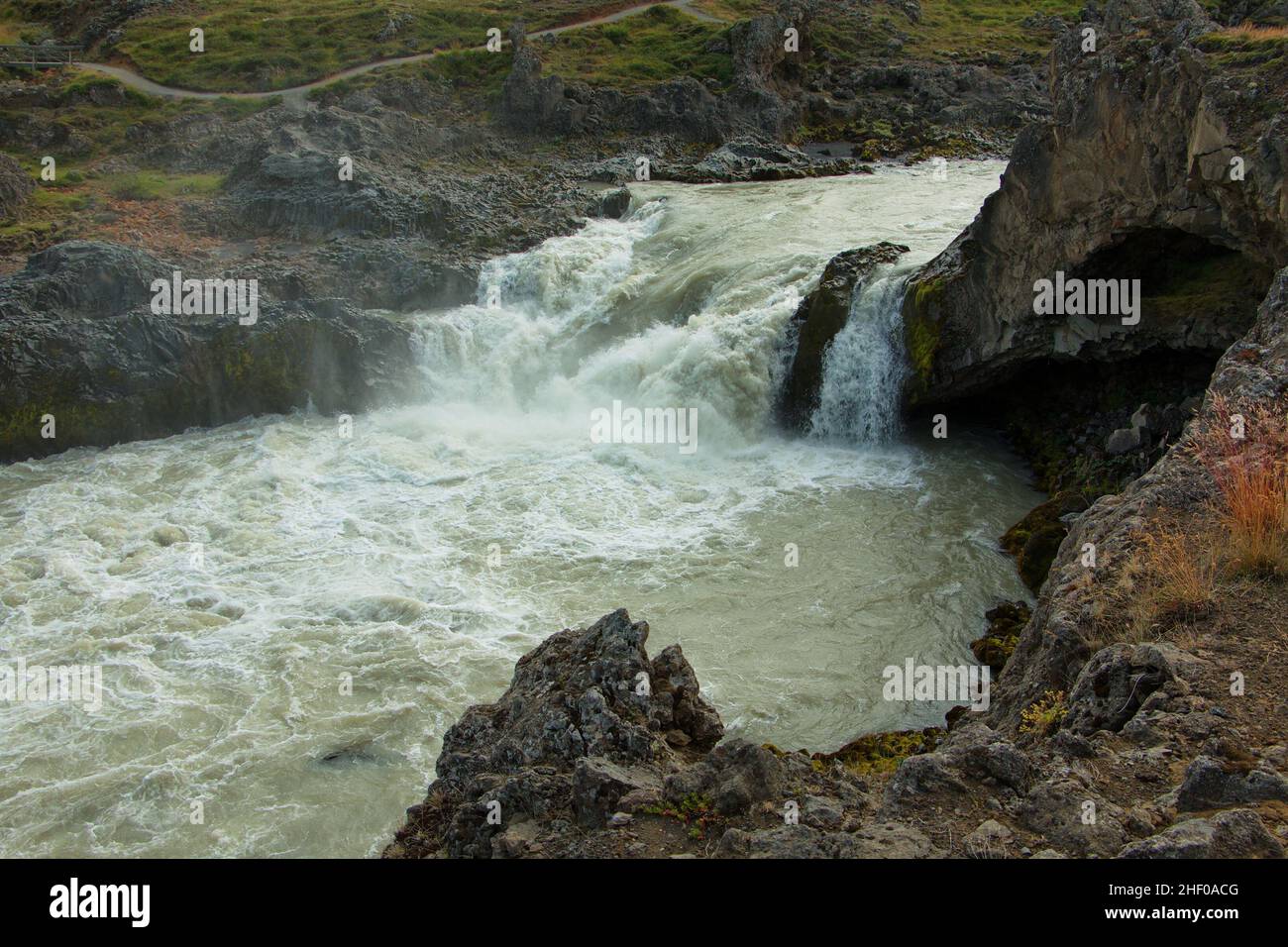 Wasserfall Geitafoss auf dem Skjalfandafljot in Island, Europa Stockfoto