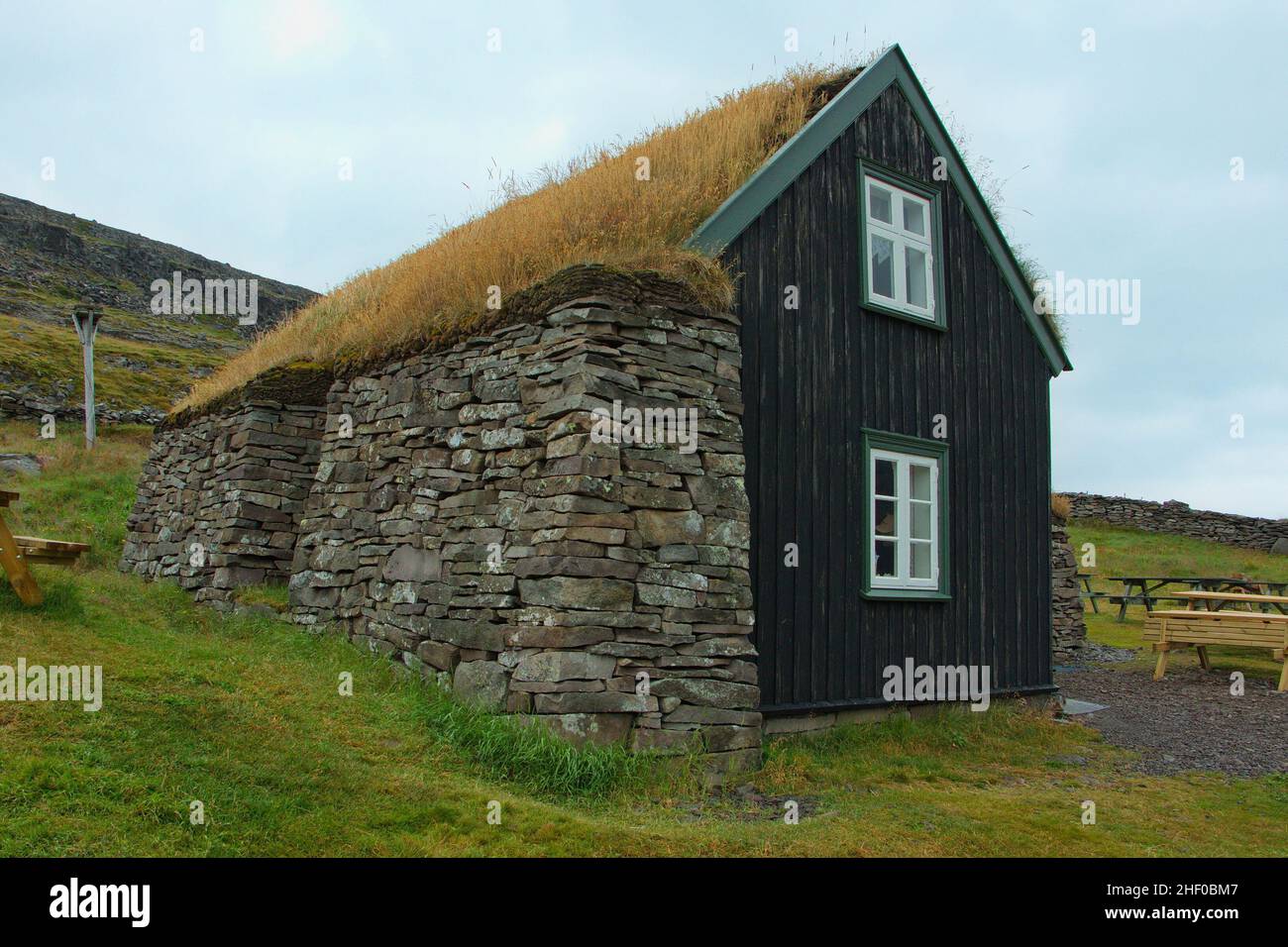 Steinhaus in Litlibaer, Island, Europa Stockfoto
