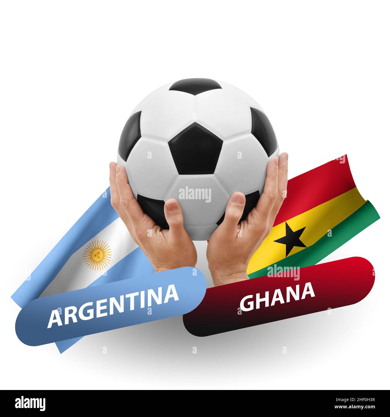 Fußballspiel, Nationalmannschaften argentinien gegen ghana Stockfoto