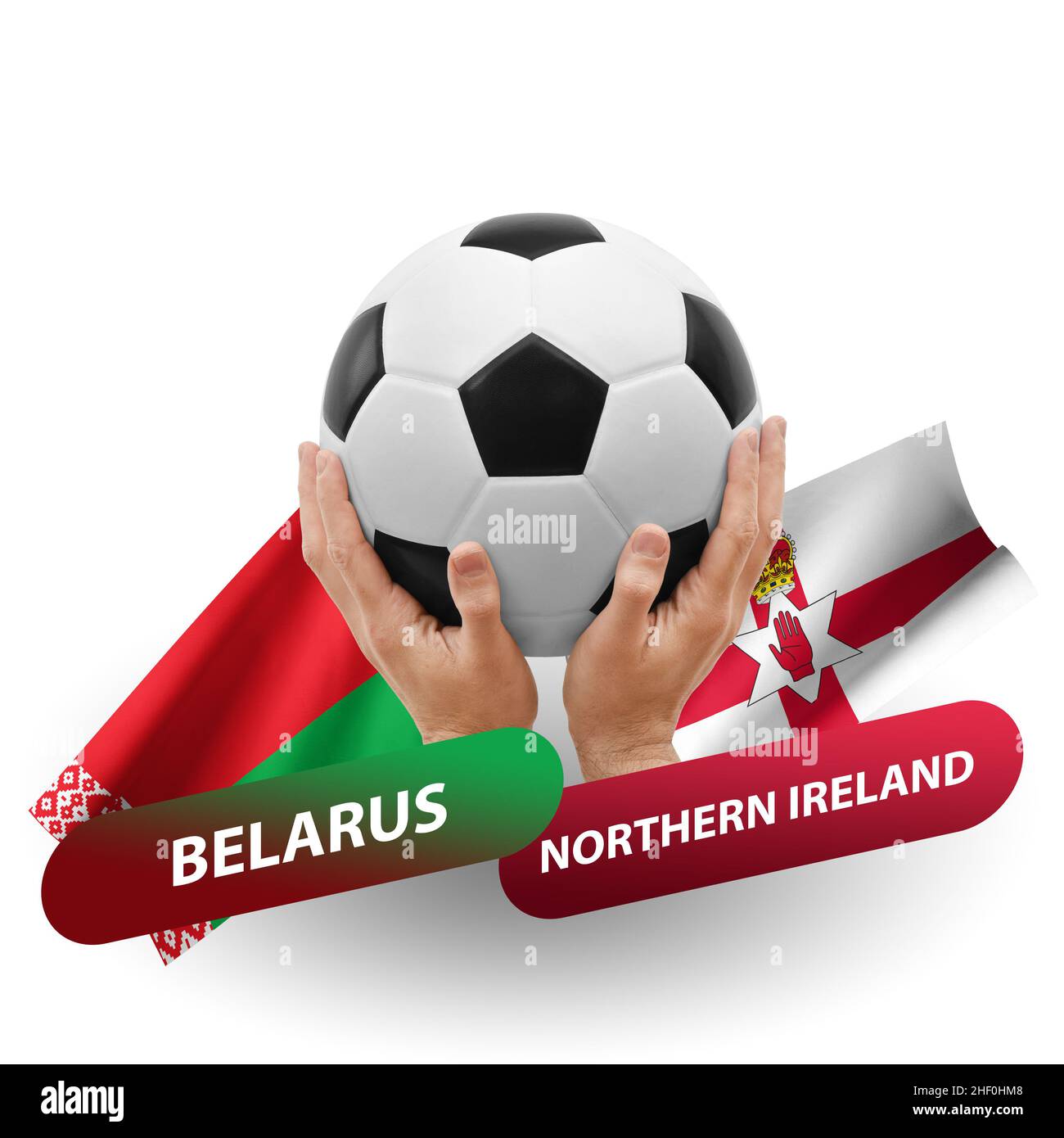 Fußballspiel, Nationalmannschaften weißrussland gegen Nordirland Stockfoto