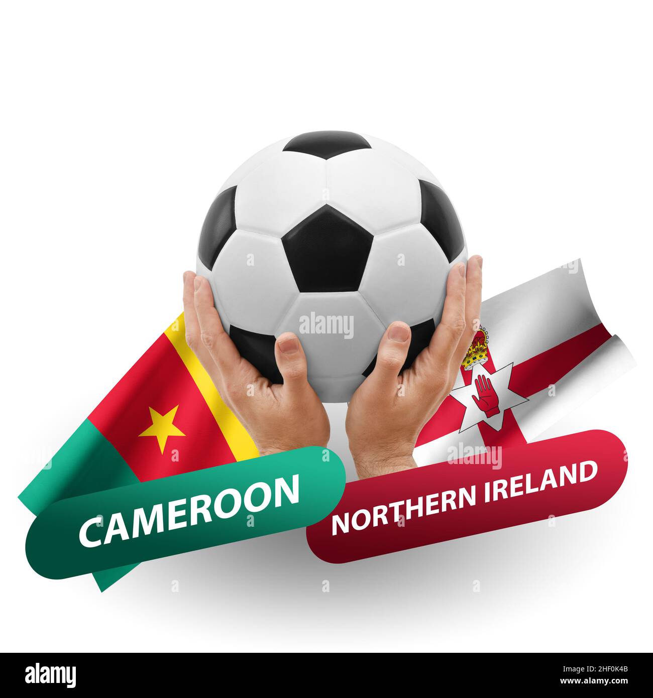 Fußballspiel, Nationalmannschaften kamerun gegen Nordirland Stockfoto