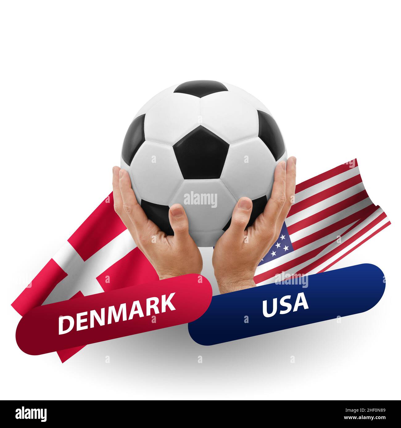 Fußballspiel, Nationalmannschaften dänemark vs. usa Stockfoto