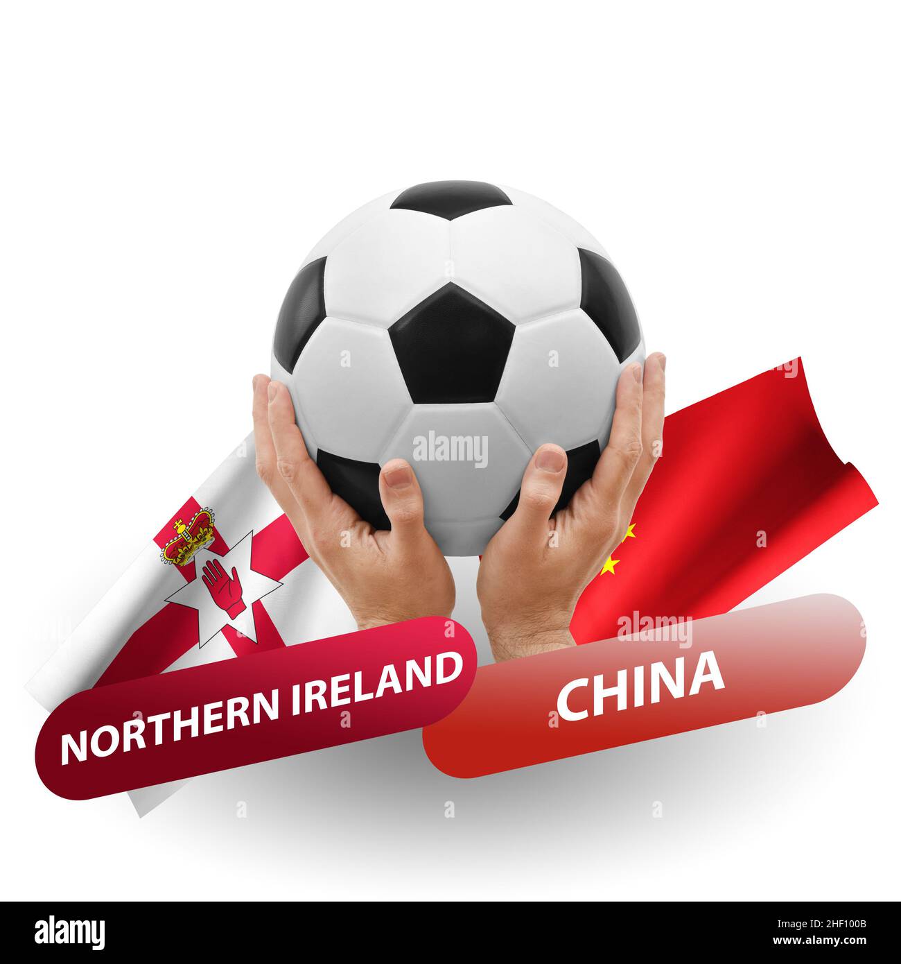 Fußballspiel, Nationalmannschaften Nordirland gegen china Stockfoto