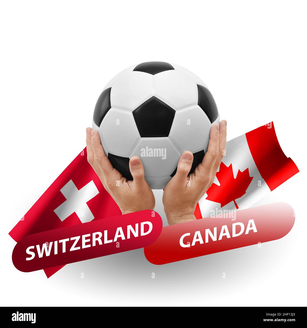 Fußballspiel, Nationalmannschaften schweiz gegen kanada Stockfoto