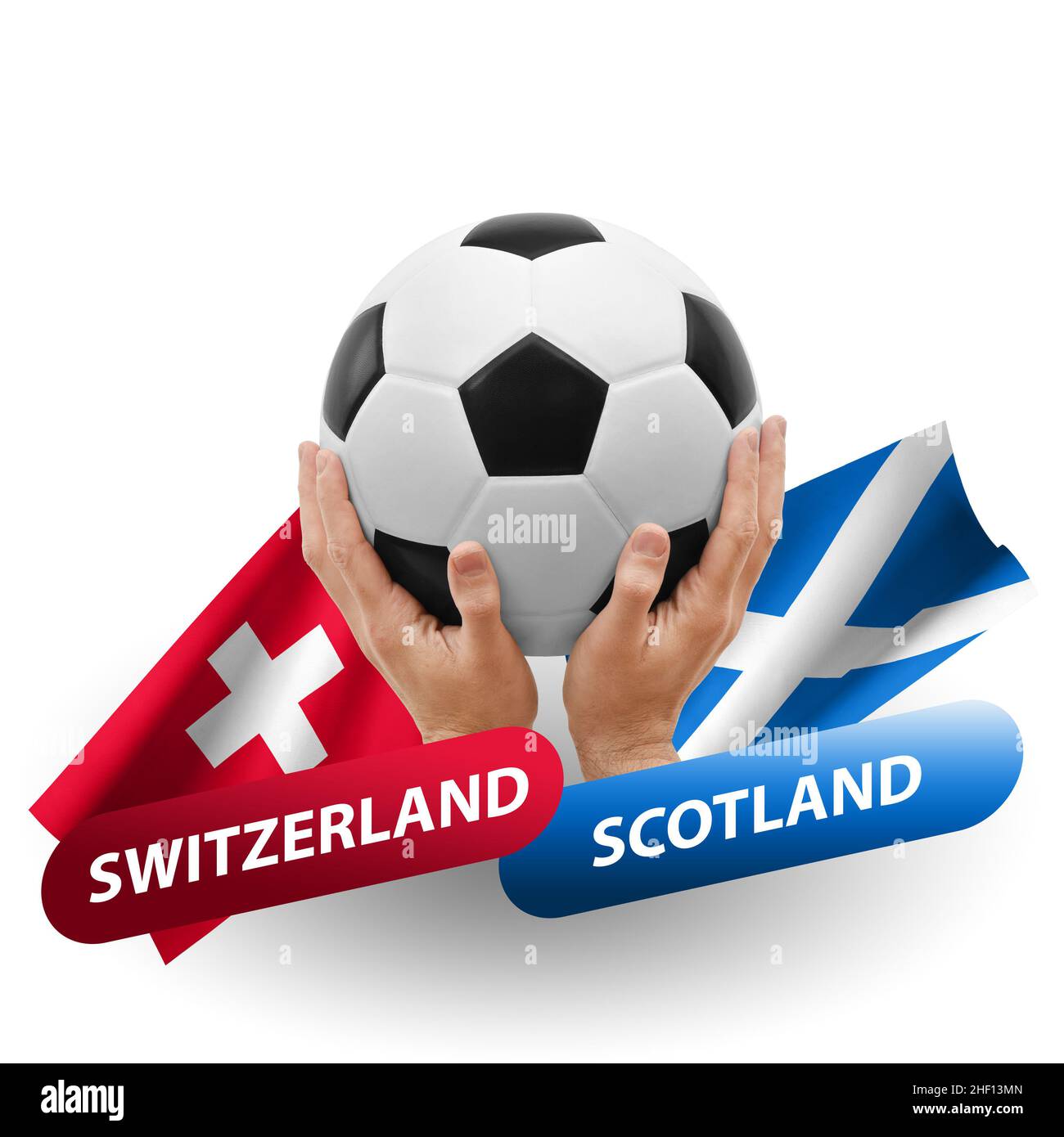 Fußballspiel, Nationalmannschaften schweiz gegen schottland Stockfoto