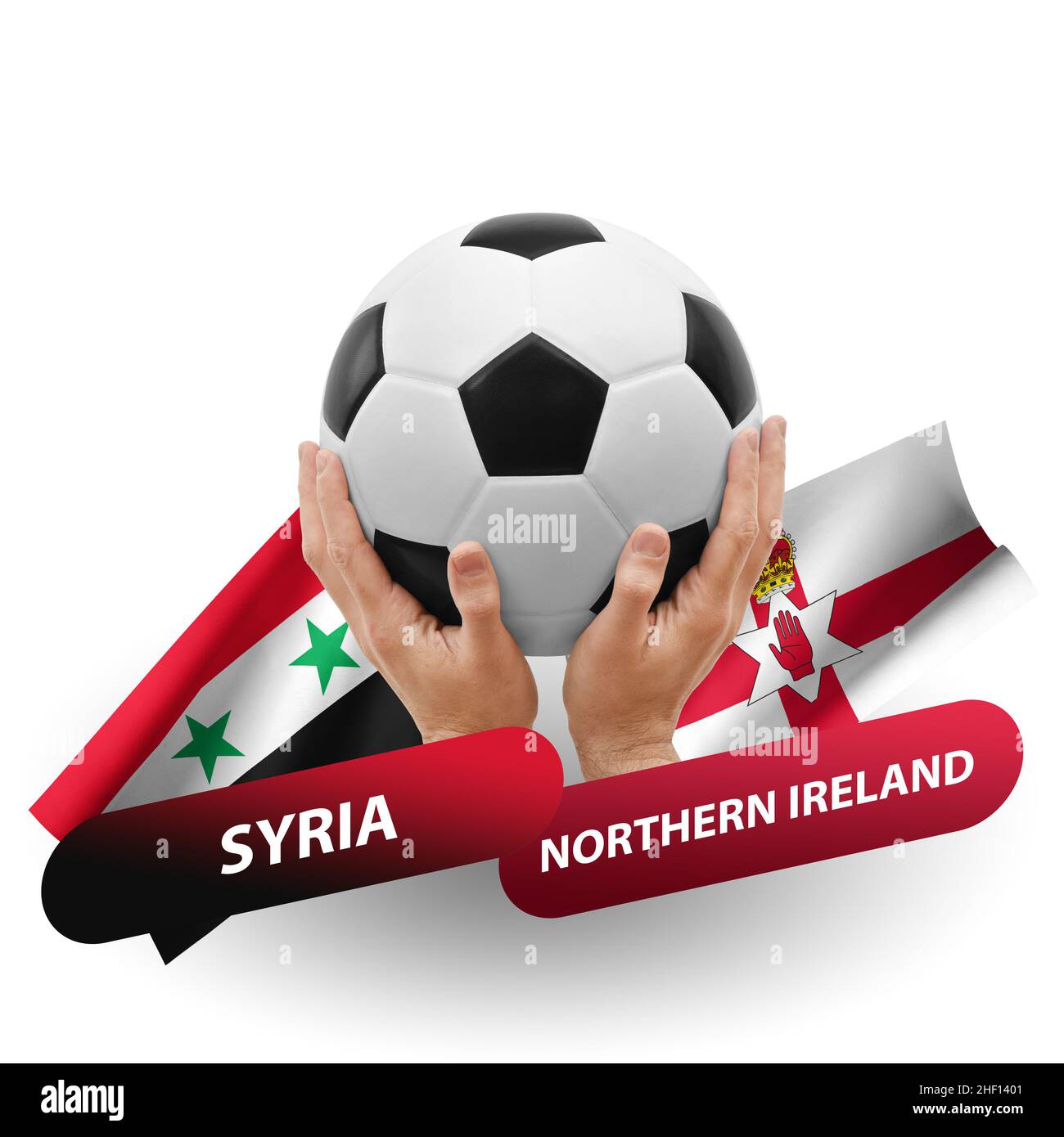Fußballspiel, Nationalmannschaften syrien gegen Nordirland Stockfoto