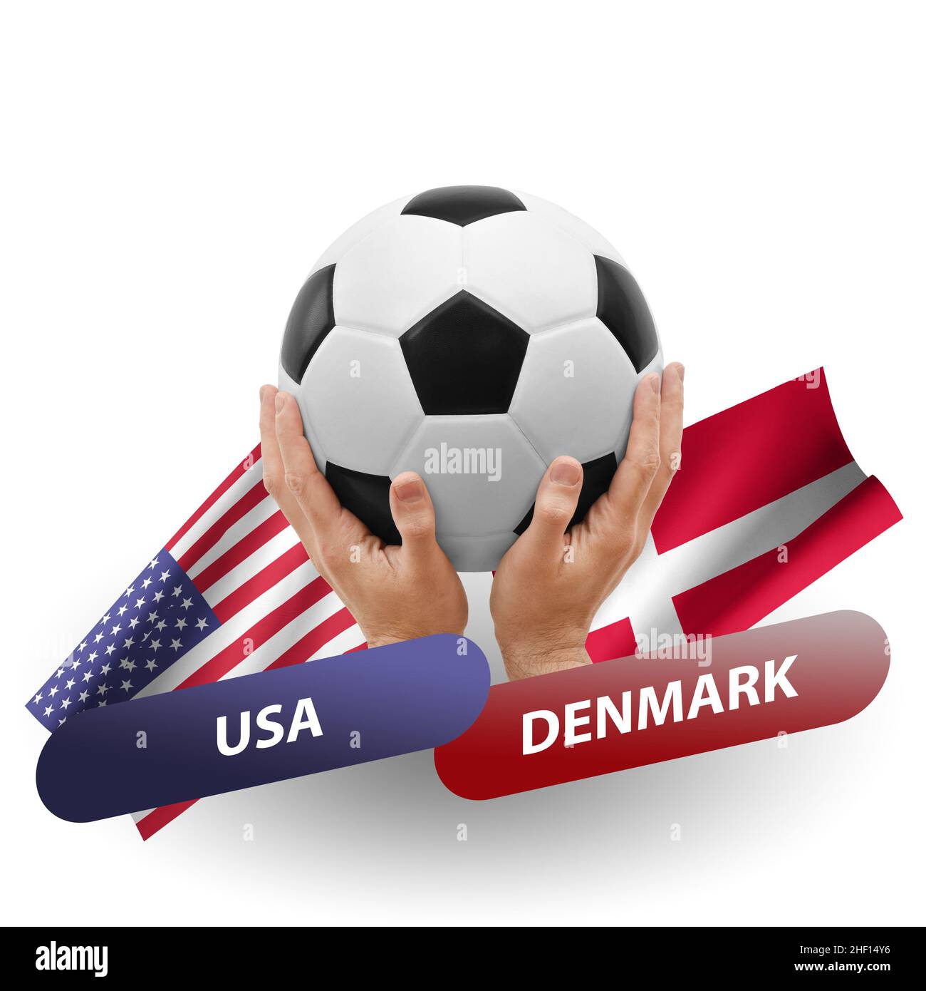 Fußballspiel, Nationalmannschaften usa gegen dänemark Stockfoto