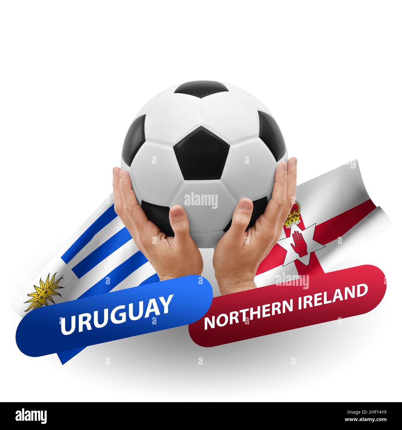 Fußballspiel, Nationalmannschaften uruguay gegen Nordirland Stockfoto