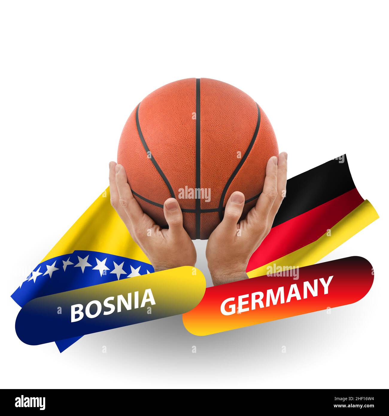 Basketball-Wettkampfspiel, Nationalmannschaften bosnien gegen deutschland Stockfoto