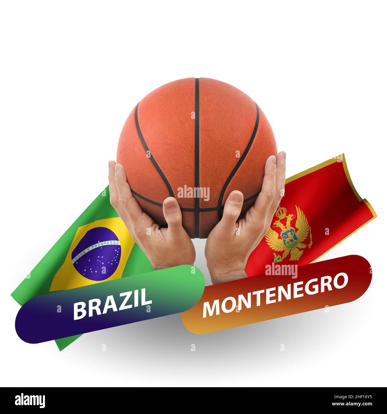 Basketball-Wettkampfspiel, Nationalmannschaften brasilien gegen montenegro Stockfoto