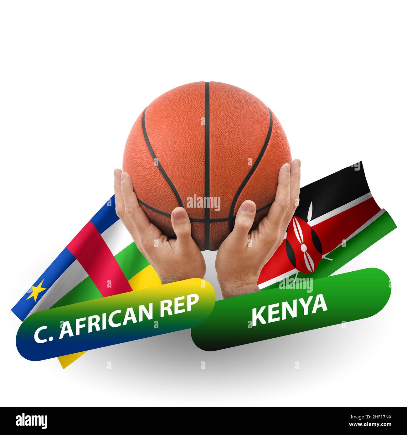 Basketball-Wettkampfspiel, Nationalmannschaften zentralafrikanische republik gegen kenia Stockfoto