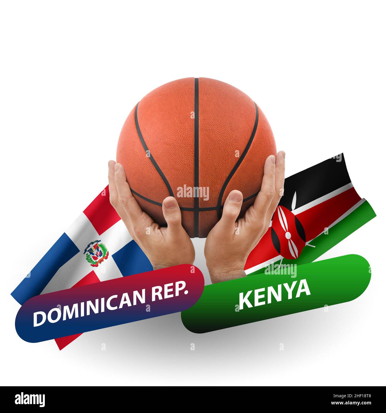 Basketball-Wettkampfspiel, Nationalmannschaften dominikanische republik gegen kenia Stockfoto