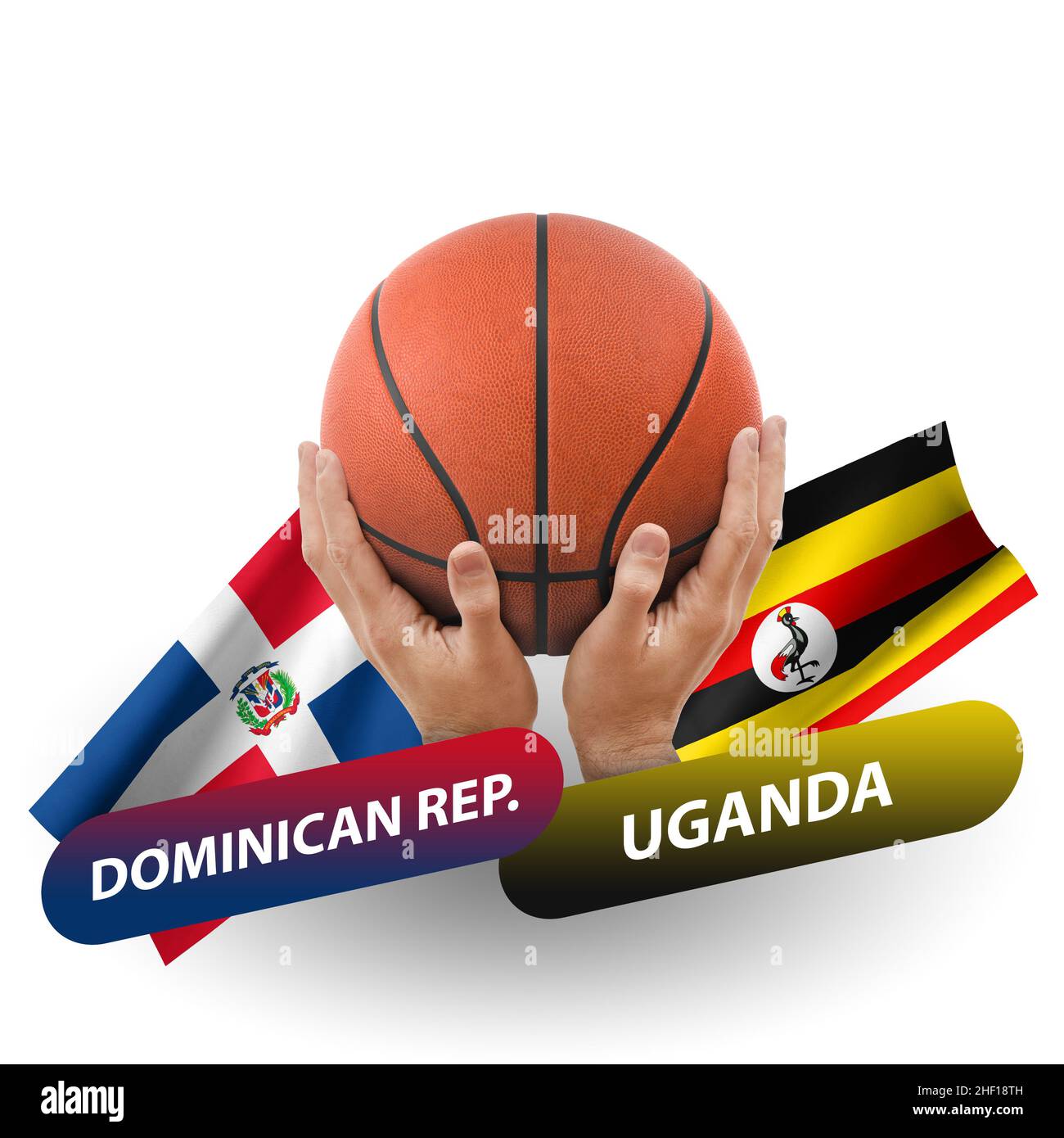 Basketball-Wettkampfspiel, Nationalmannschaften dominikanische republik gegen uganda Stockfoto