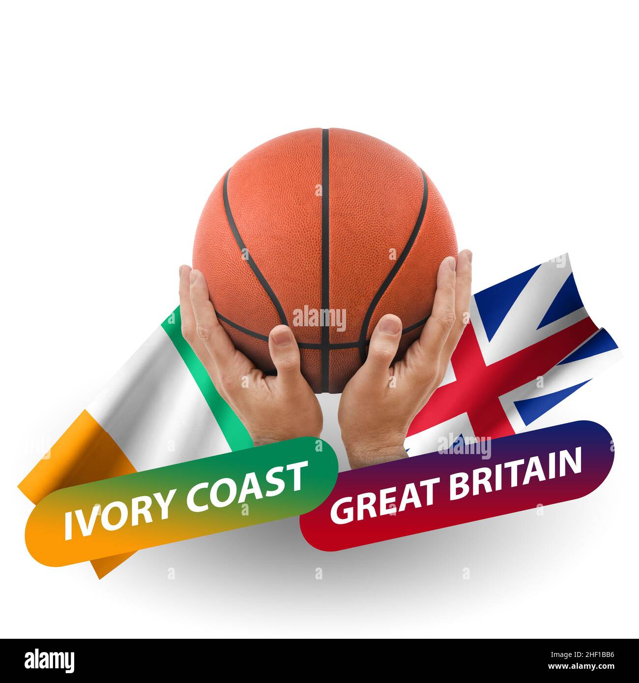 Basketball-Wettkampfspiel, Nationalmannschaften Elfenbeinküste gegen Großbritannien Stockfoto