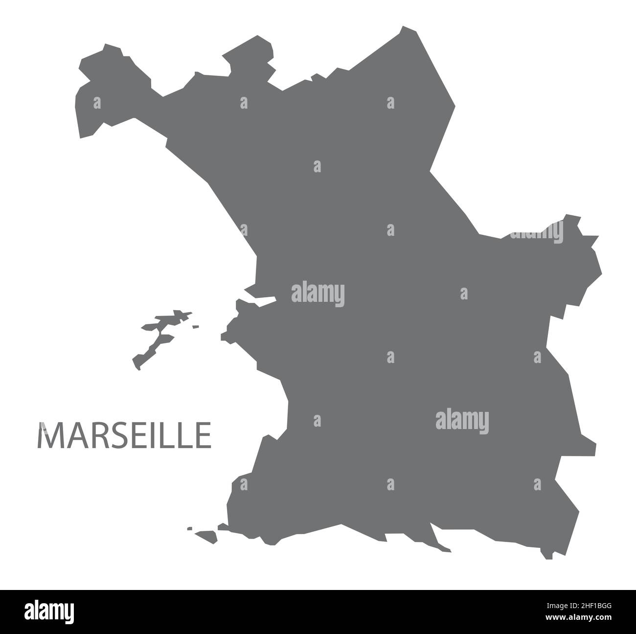 Marseille Stadtplan grau Illustration Silhouette Form Stock Vektor