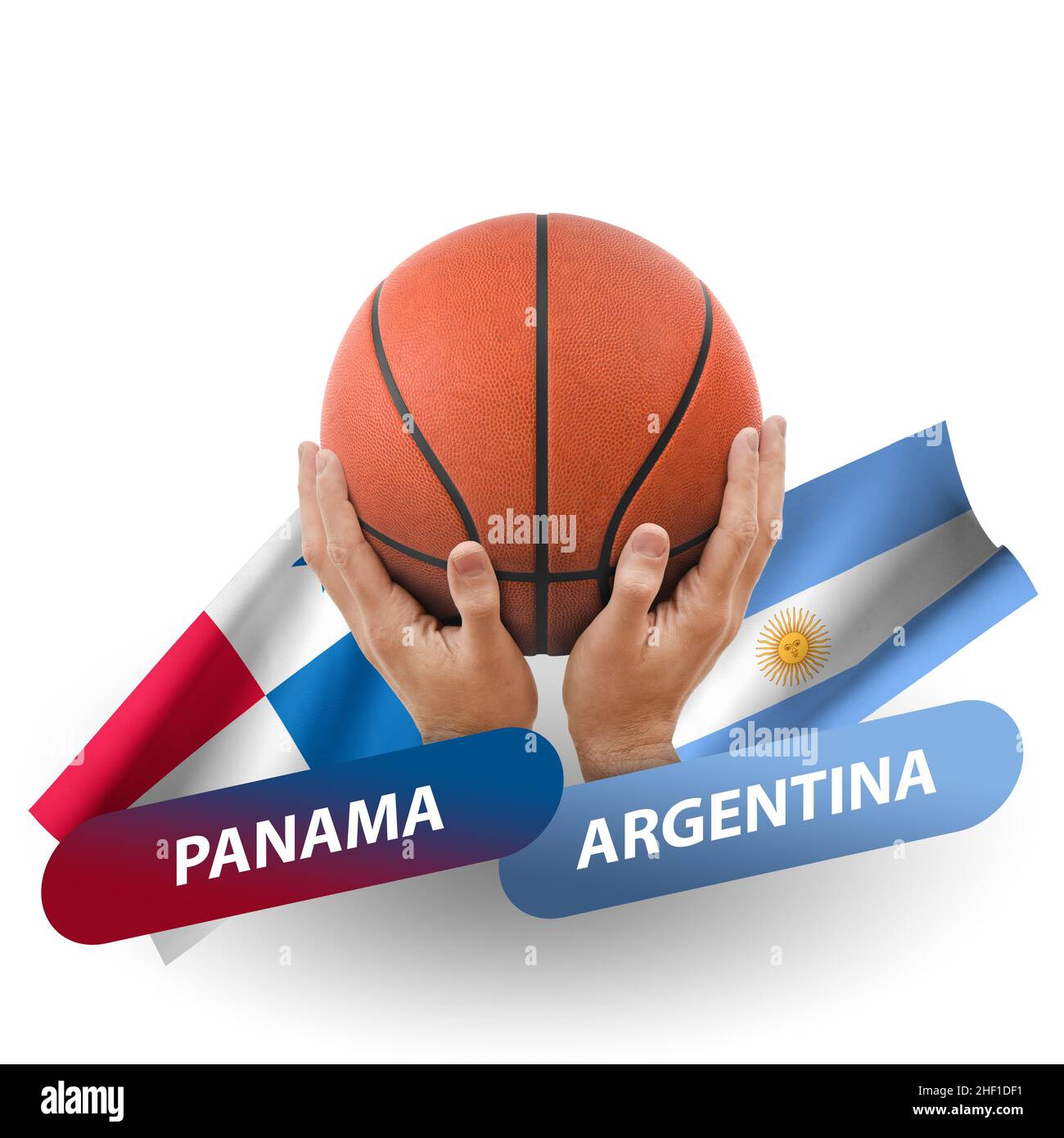 Basketball-Wettkampfspiel, Nationalmannschaften panama gegen argentinien Stockfoto