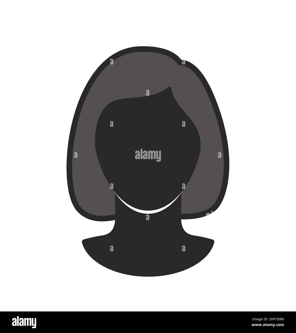 Einfache Mensch Frau Dame Mädchen Kopf Silhouette Illustration kurze Haare Porträt blank Vektor auf weißem Hintergrund isoliert Stock Vektor
