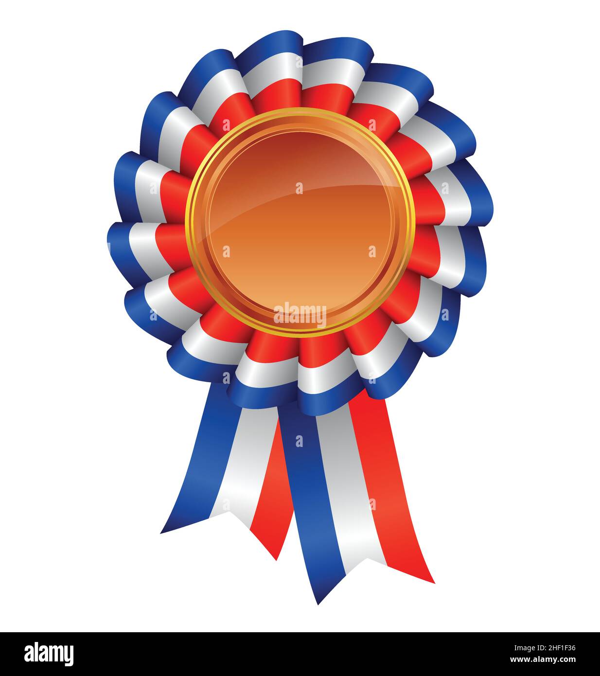 Rot weiß und blau gestreiften usa american france Band Award Symbol Element mit Bronze Medaille Mitte isoliert auf weißem Hintergrund Vektor Stock Vektor
