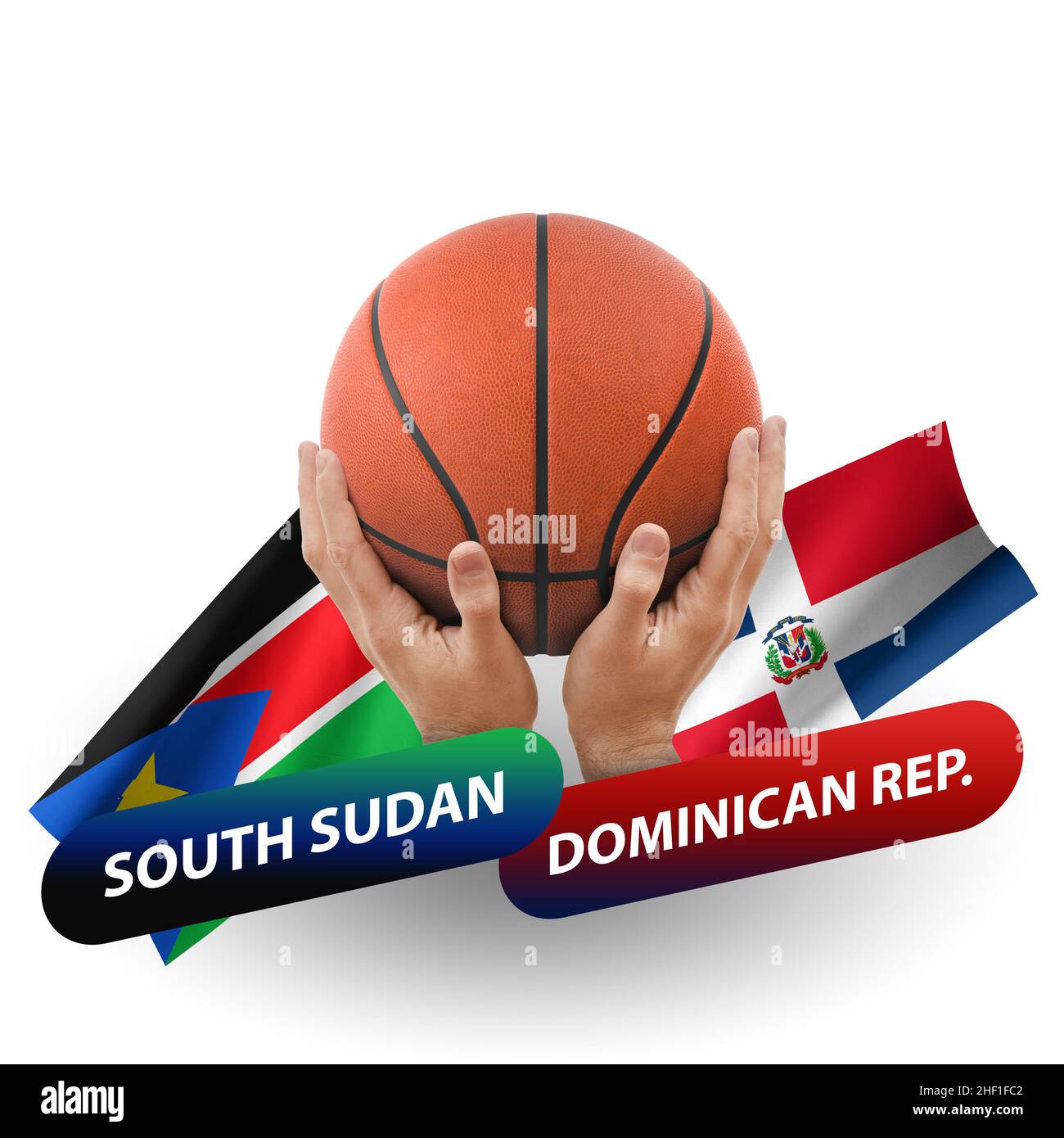 Basketball-Wettkampfspiel, Nationalmannschaften südsudan gegen dominikanische republik Stockfoto