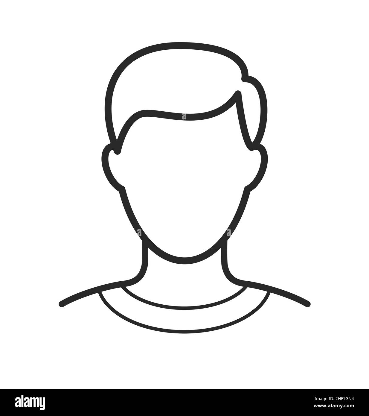 Einfache menschliche anonyme männliche Mann Kopf Umriss Linie Zeichnung Illustration kurze Haare Porträt blank Vektor isoliert auf weißem Hintergrund Stock Vektor