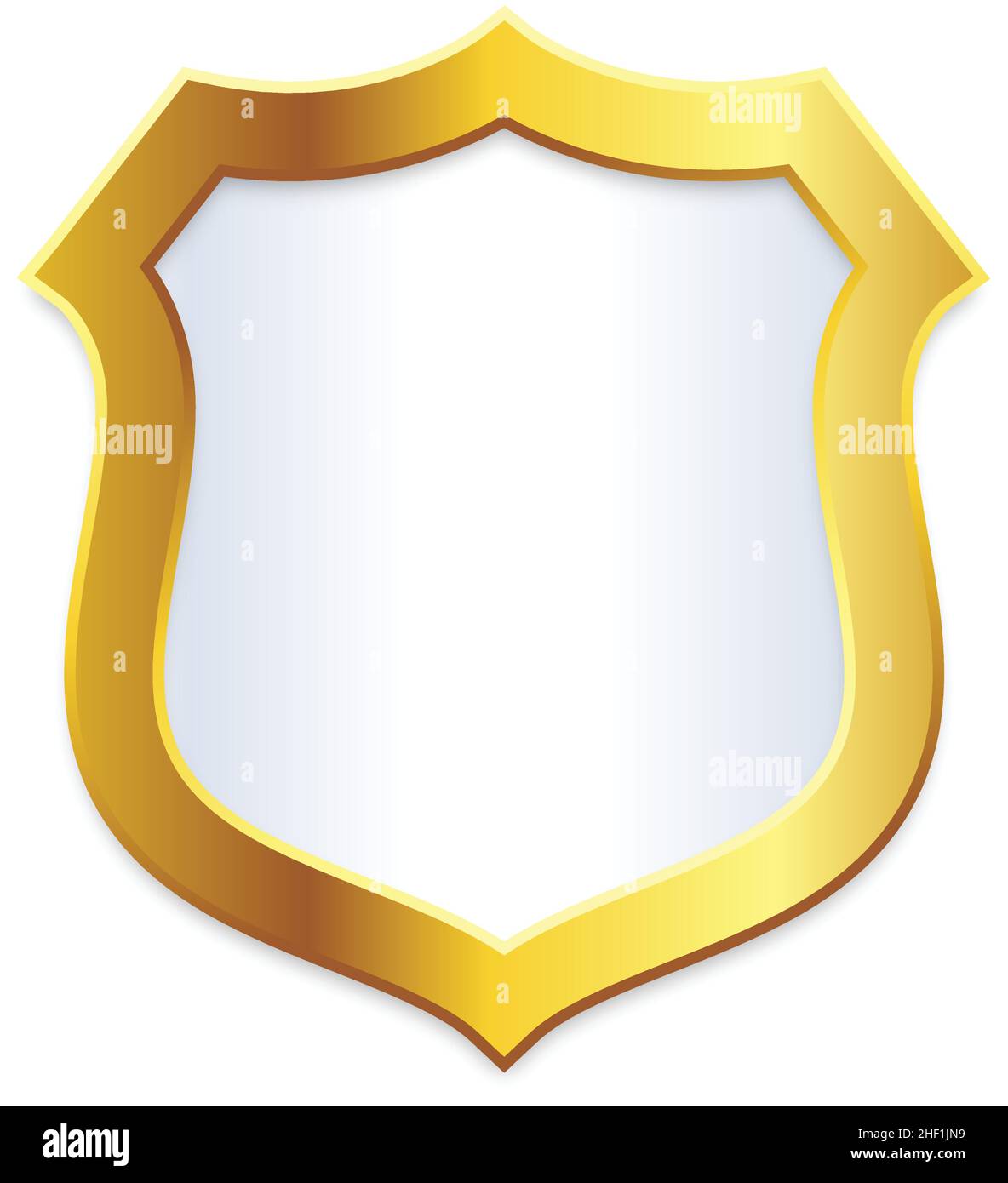 Klassische Schild Emblem Form blank Gold und weiß Symbol Element auf weißem Hintergrund Vektor isoliert Stock Vektor