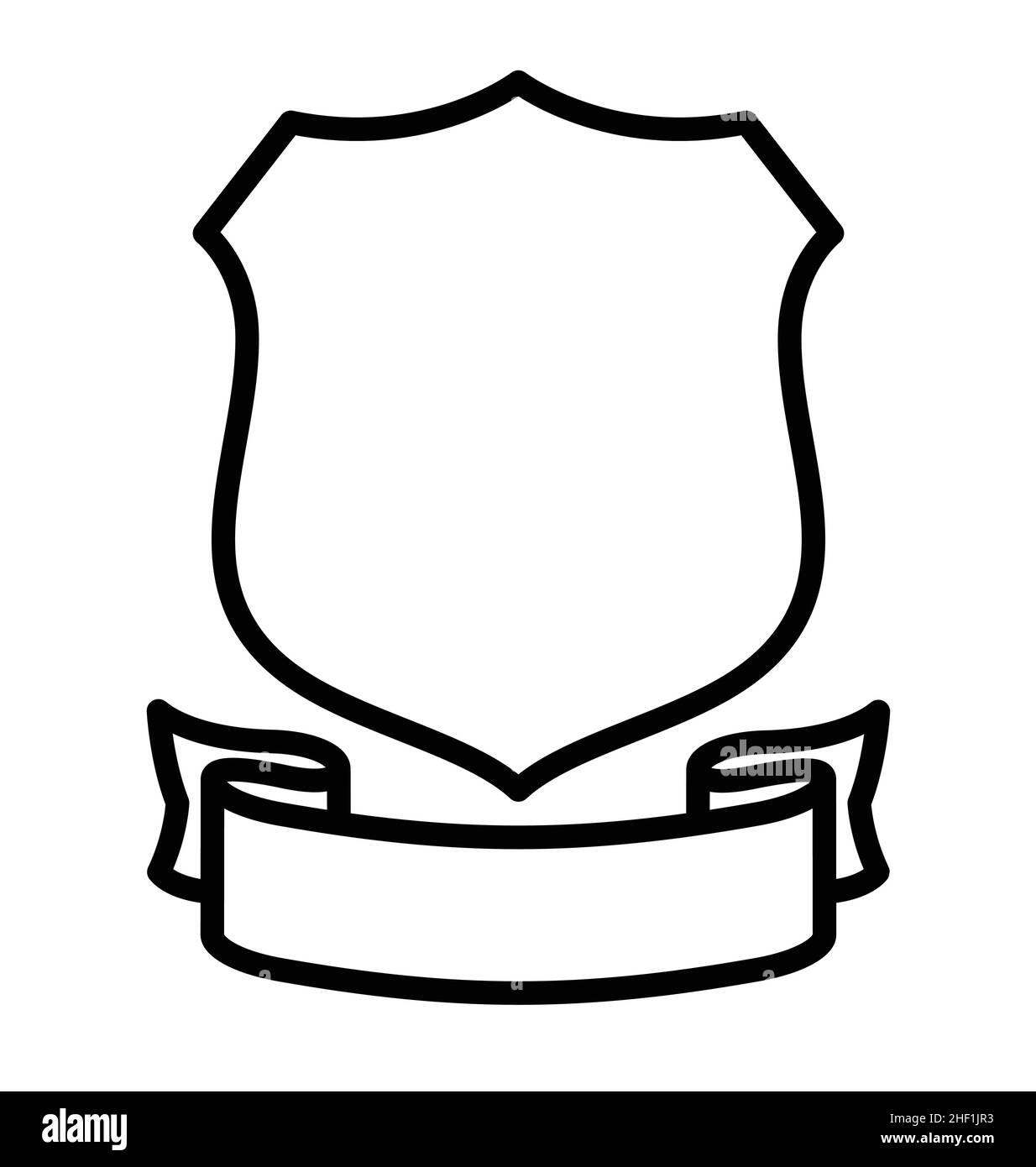 Schild und Band umreißen leere Symbol Emblem Element auf weißem Hintergrund Vektor isoliert Stock Vektor