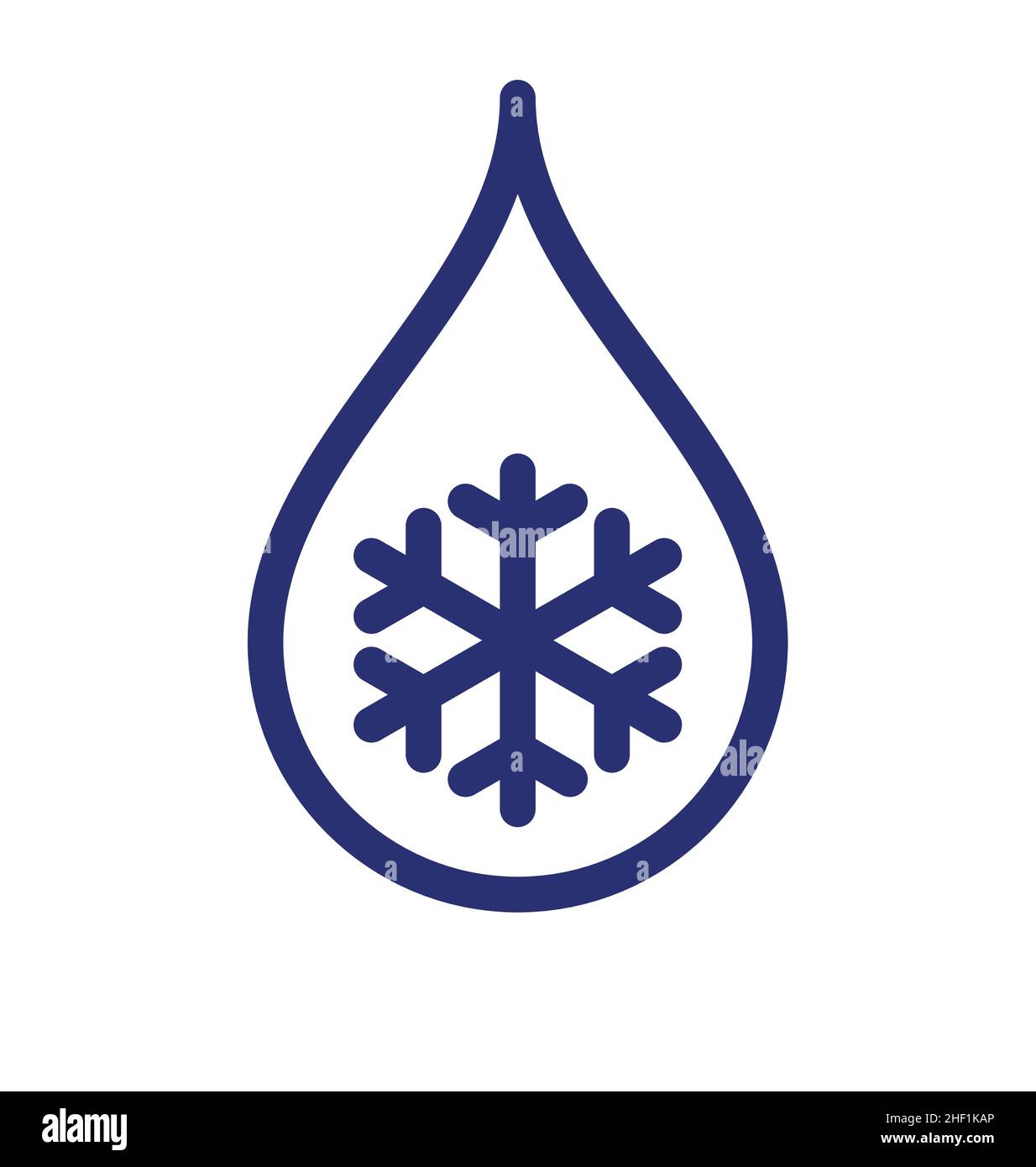 Einfache kalte Wassertropfen mit Schneeflocke Symbol Symbol Emblem Einfrieren Vektor isoliert auf weißem Hintergrund Stock Vektor