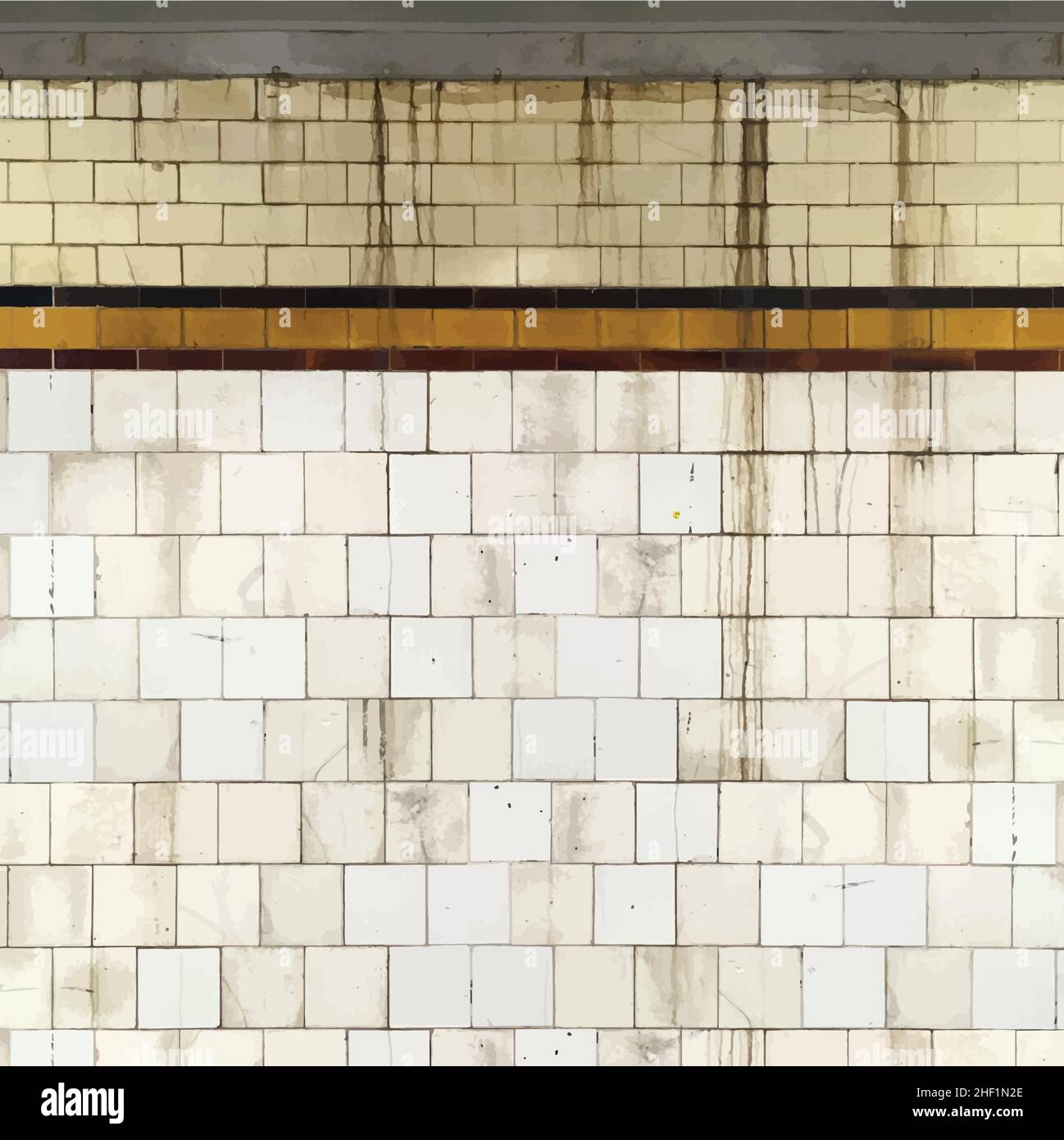 Realistische Grunge gekachelt U-Bahn Wand Hintergrund fotoreale Vektor-Illustration Stock Vektor