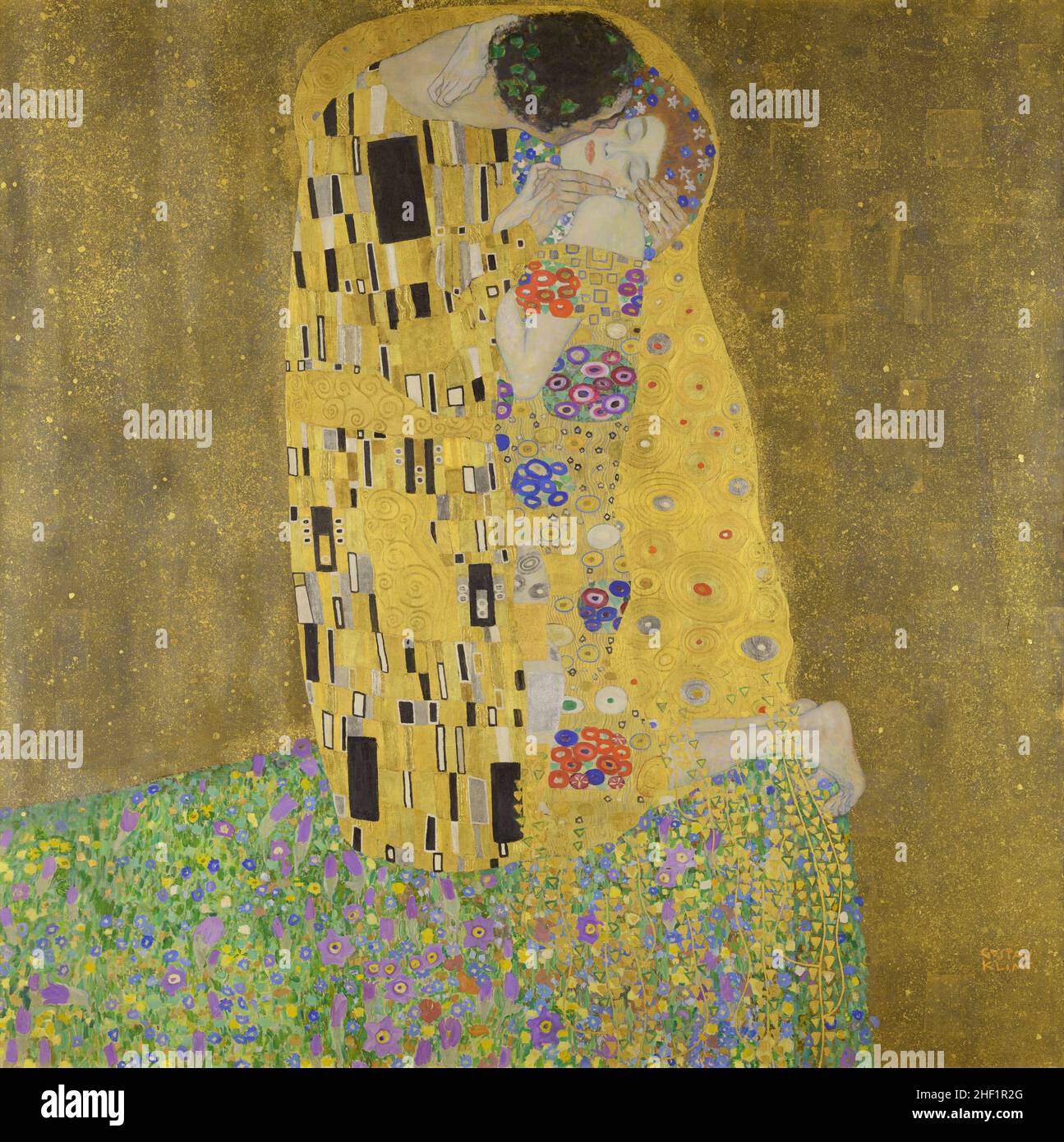 XAM601 der Kuss, 1907-08 (Öl auf Leinwand) von Klimt, Gustav (1862-1918); 180x180 cm; Osterreichische Galerie Belvedere, Wien, Österreich. Stockfoto