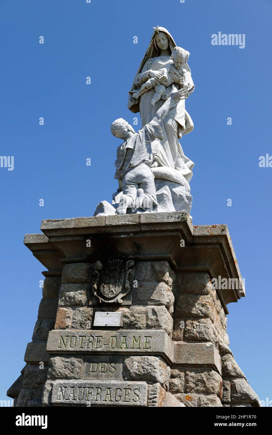 Notre Dame des Naufrages von Godebski, Pointe du Raz, Plogoff, Finistere, Bretagne, Frankreich, Europa Stockfoto