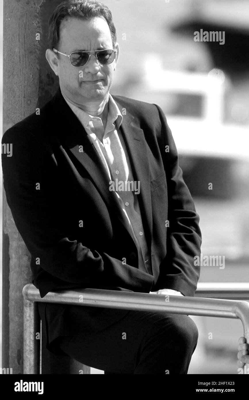 Tom Hanks während der Dreharbeiten zu 'Inferno' von Ron Howard in Venedig, Italien, 28. april 2015 Stockfoto