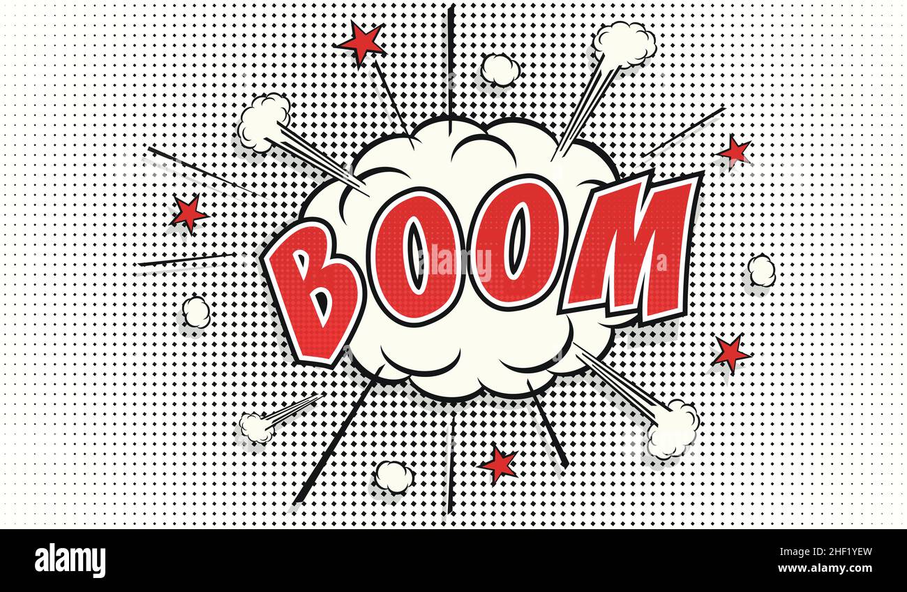 Boom – Comic Speech Bubble. Cartoon-Vektor und Illustration. Stock Vektor