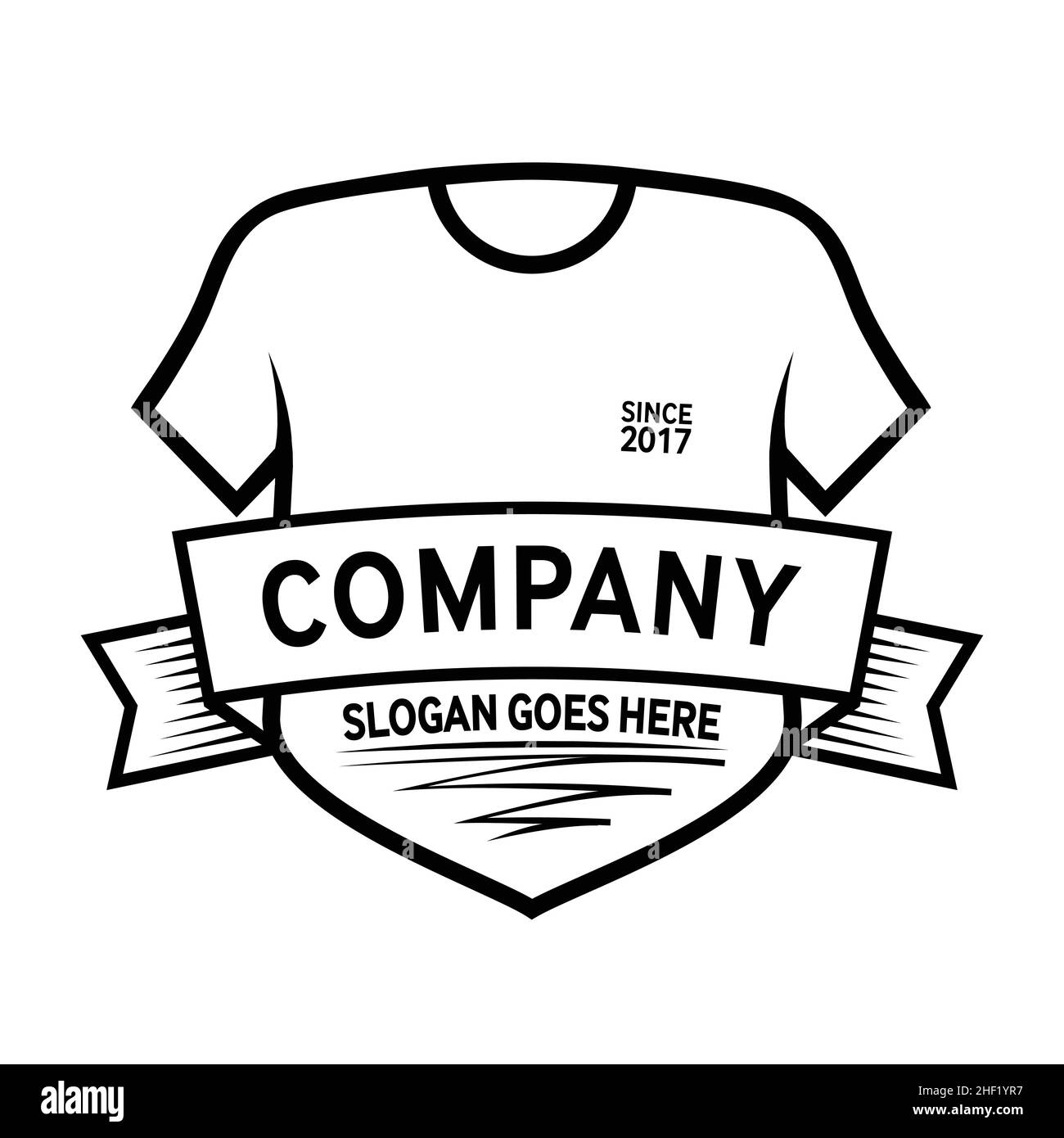 T-Shirt-Logo. Logo des Schilds. Vektor und Illustration. Stock Vektor