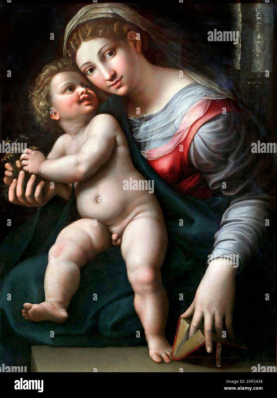 Jungfrau und Kind des italienischen Malers und Architekten Giulio Romano (Giulio Pippi, c. 1499-1546), Öl auf Platte, c. 1520-22 Stockfoto